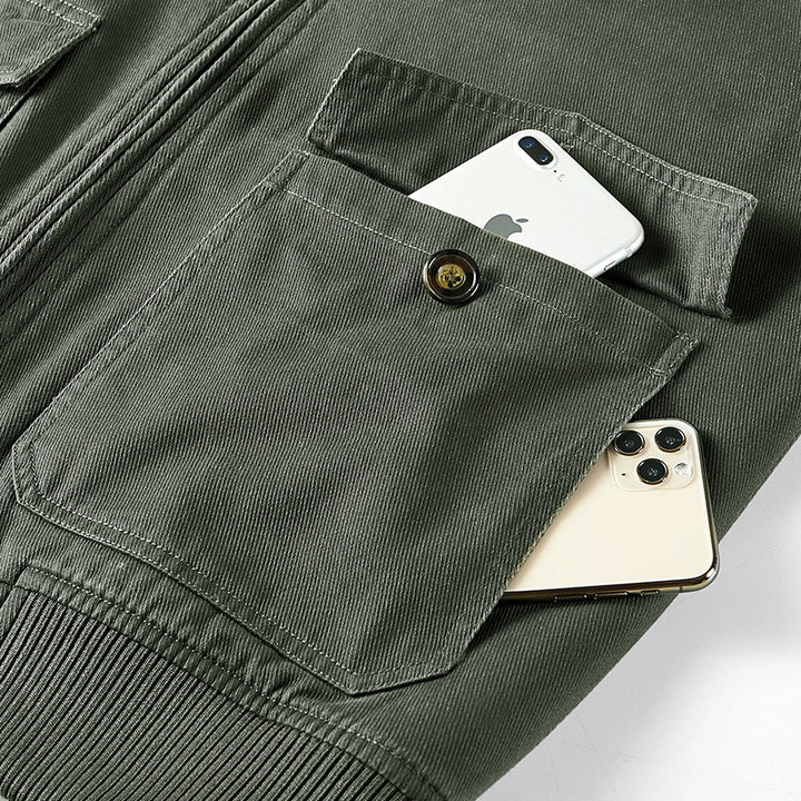 Herren nan gefütterte Pilot-Bomberjacke mit Teddykragen, verdecktem Reißverschluss und funktionalen Klapptaschen Echo Archiv