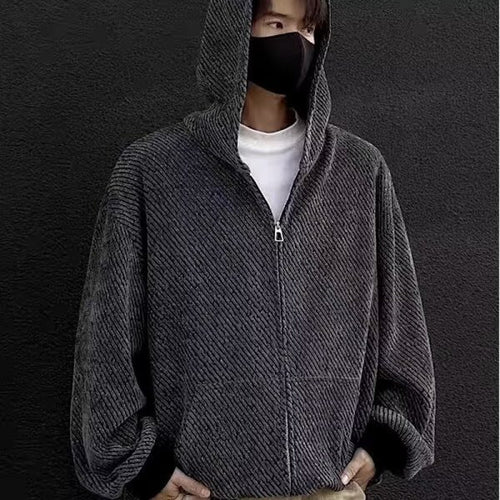 Unisex Oversized Strick-Kapuzenjacke mit Allover-Strukturmuster und Eingrifftaschen Echoarchiv
