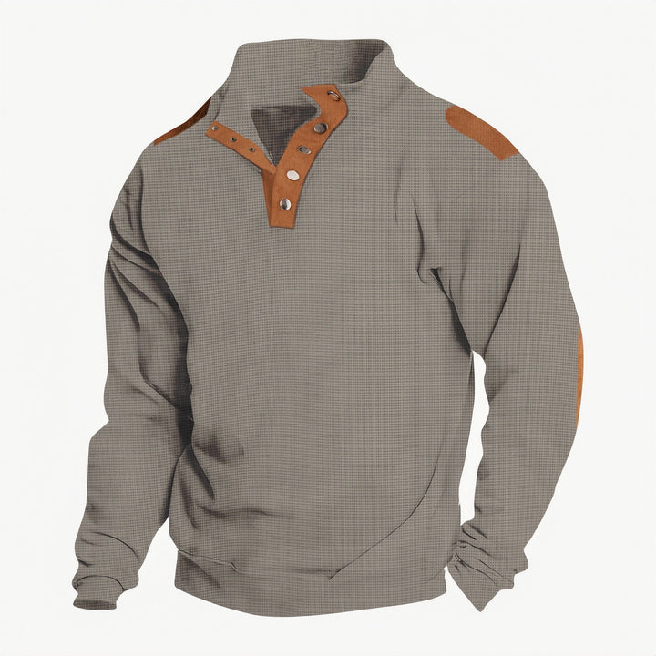Herren Pullover mit modischem Knopfleisten-Design und strukturierten Ärmeln Echoarchiv