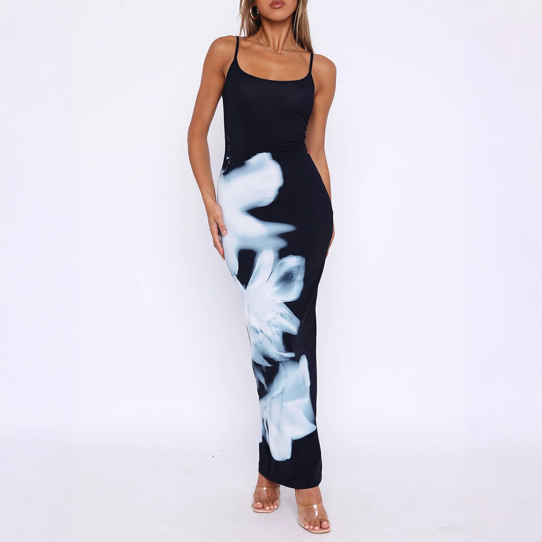 Damen Elegantes Lang-Kleid mit floralen Akzenten Echo Archiv