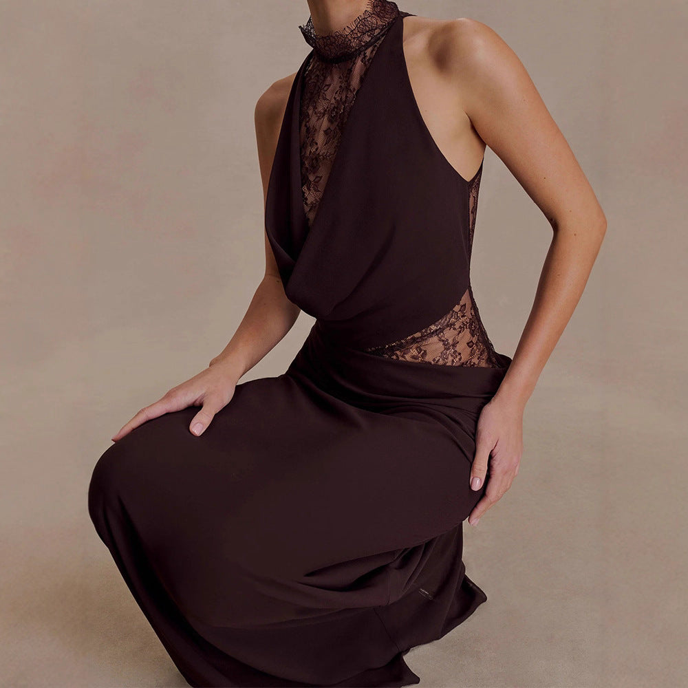 Damen Elegantes Bodenkonturen-Kleid mit exquisiter Spitzeneinlage Echo Archiv
