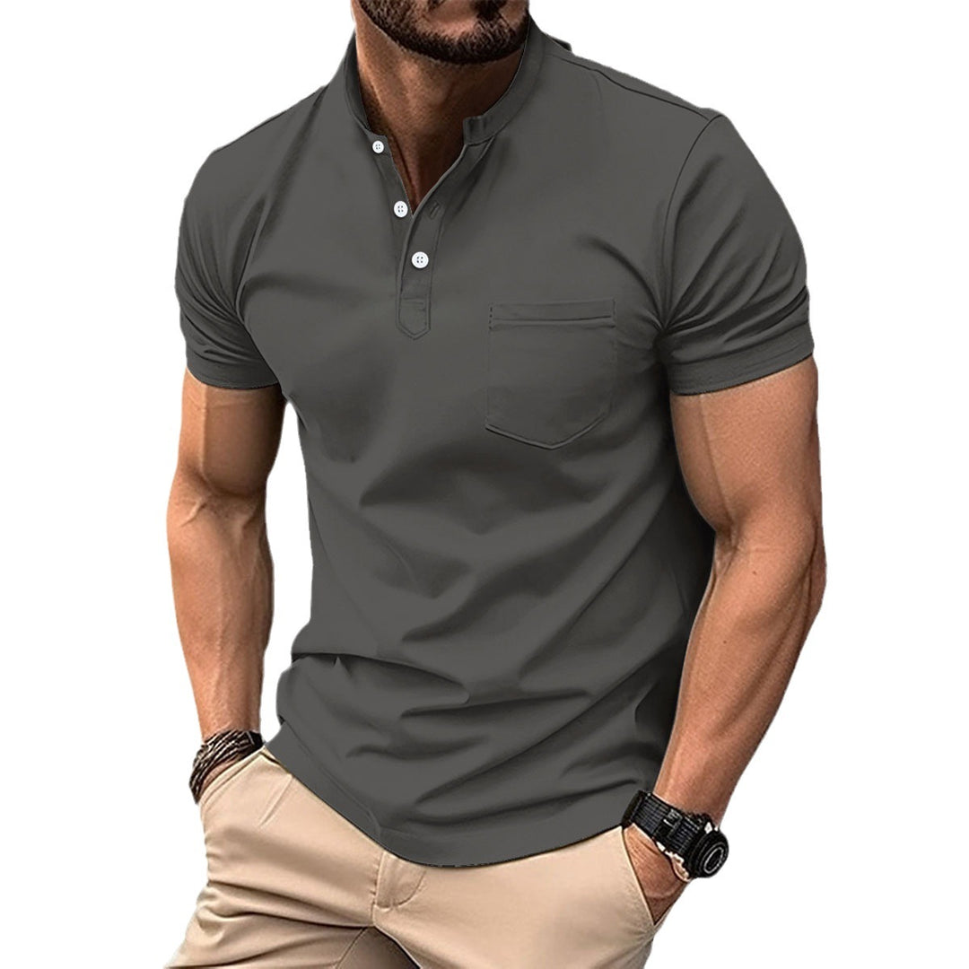 Herren Polohemd mit modernem Stehkragen und Brusttasche Echoarchiv