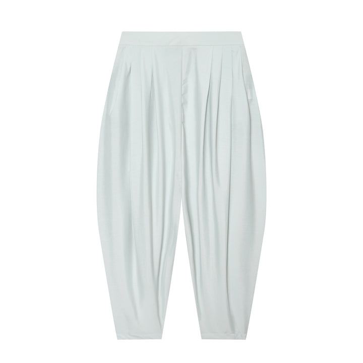 Damen Hochtaillierte plissierte Haremhose mit Kellerfalten und konischem Bein Echo Archiv