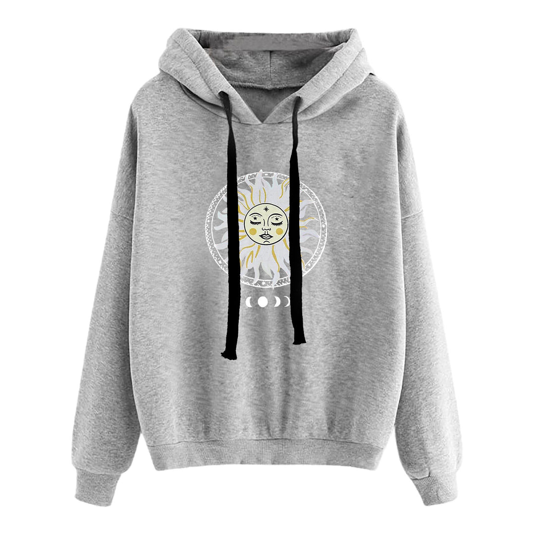 Damen lässiger Oversize Kapuzenpullover mit Herz‑und‑Pfotenprint, Kordelzug und gerippten Bündchen – Auréline