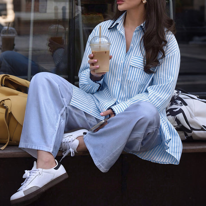 Damen Urbane gestreifte Hemdbluse Echo Archiv