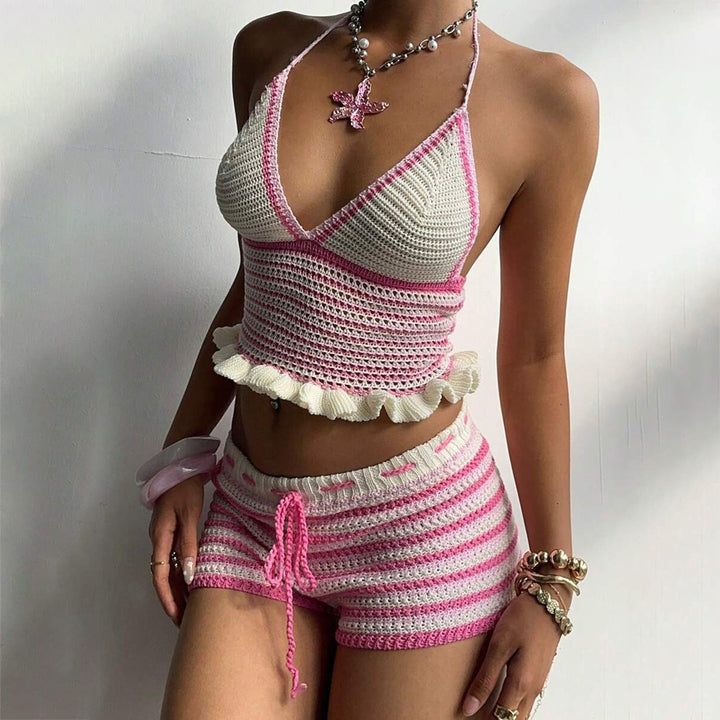 Damen Häkel-Set mit voluminösem Oberteil und Shorts Echo Archiv