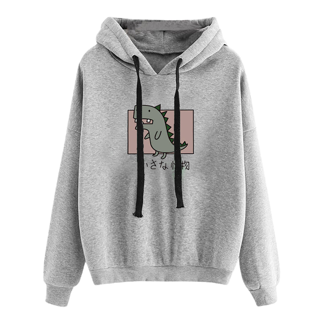 Damen kurz geschnittener Cropped-Kapuzenpullover mit niedlicher Frosch-Illustration und verstellbarer Kapuze – Auréline