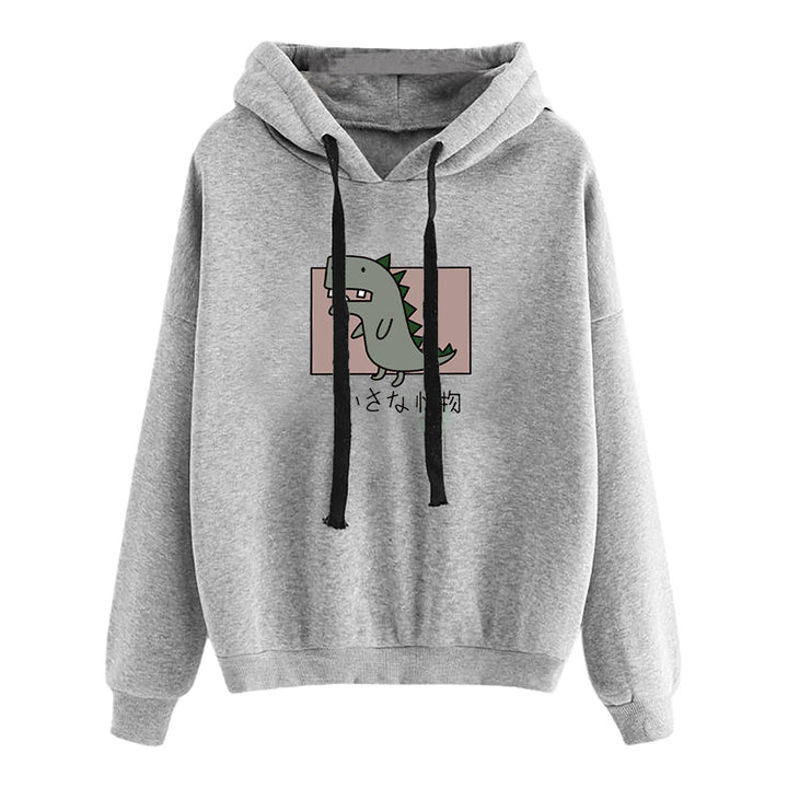 Damen kurz geschnittener Cropped-Kapuzenpullover mit niedlicher Frosch-Illustration und verstellbarer Kapuze – Auréline