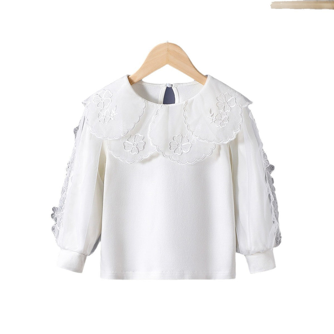 Mädchen elegante Bluse mit floralen Spitzenapplikationen Echo Archiv
