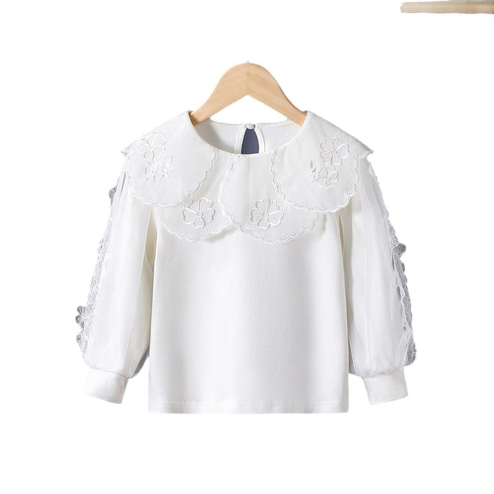 Mädchen elegante Bluse mit floralen Spitzenapplikationen Echo Archiv