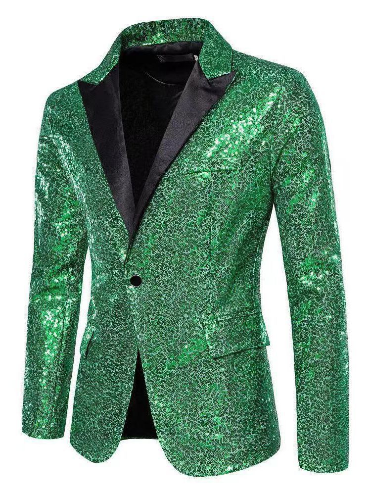 Herren eleganter Pailletten-Blazer mit edel dekorativen Akzenten Echoarchiv