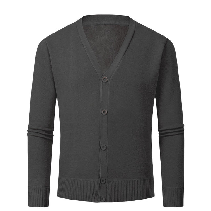 Herren Strickjacke mit V-Ausschnitt und knopflosem Design Echoarchiv