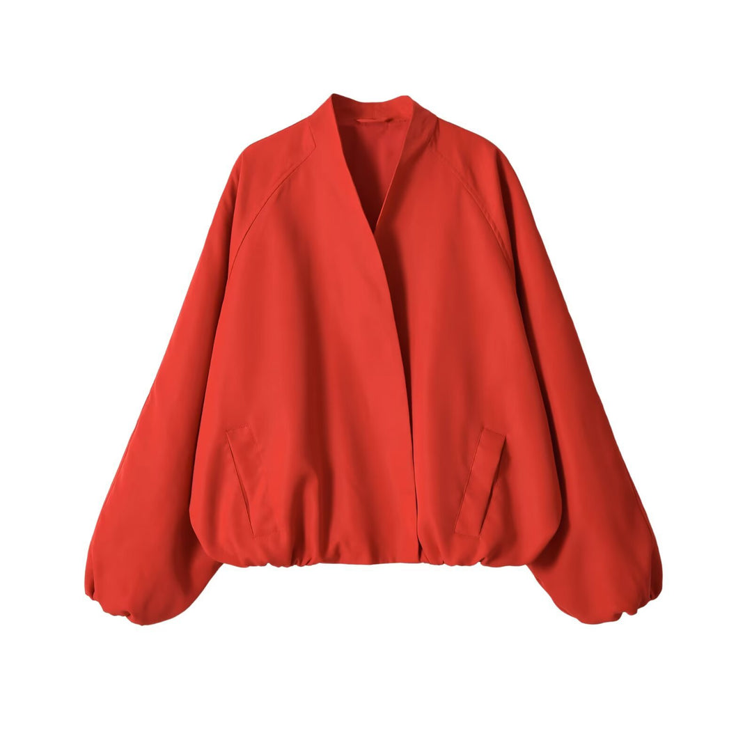 Damen Oversize Bomberjacke mit Raglanärmeln und elastischem Saum Echo Archiv