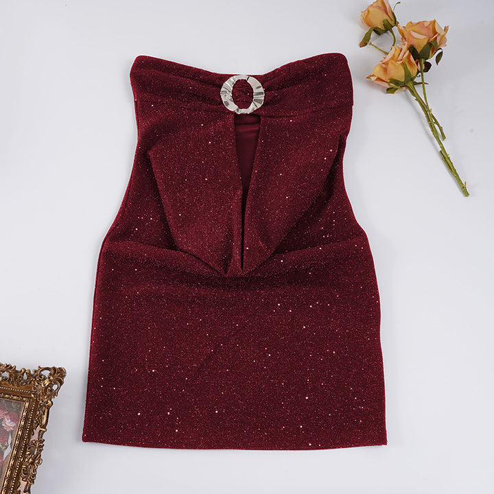 Damen elegantes Top mit glitzerndem Design und außergewöhnlichem Rückenausschnitt Echo Archiv