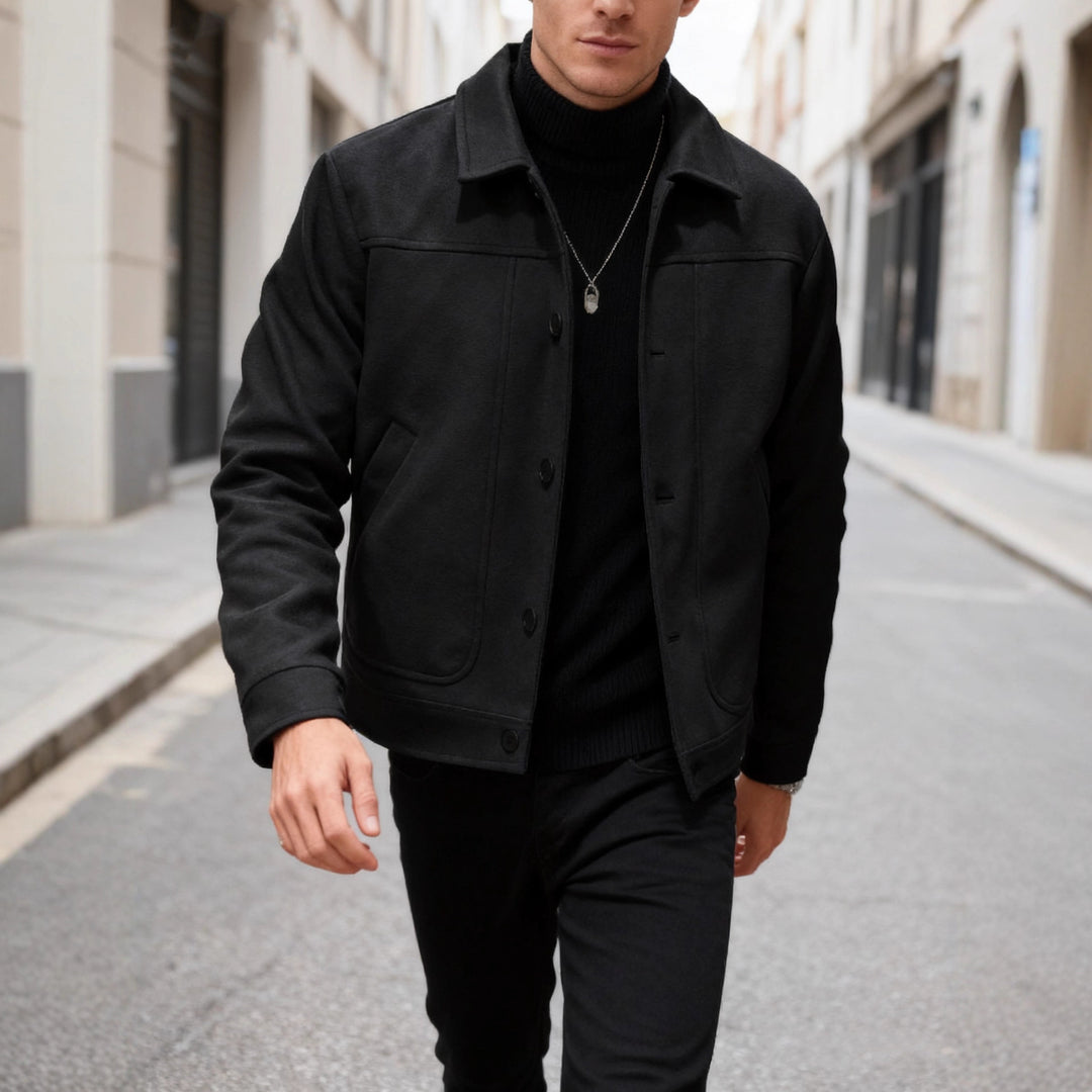 Herren nan moderner Trucker-Overshirt aus Velourslederimitat mit Ziernähten und aufgesetzten Taschen Echo Archiv