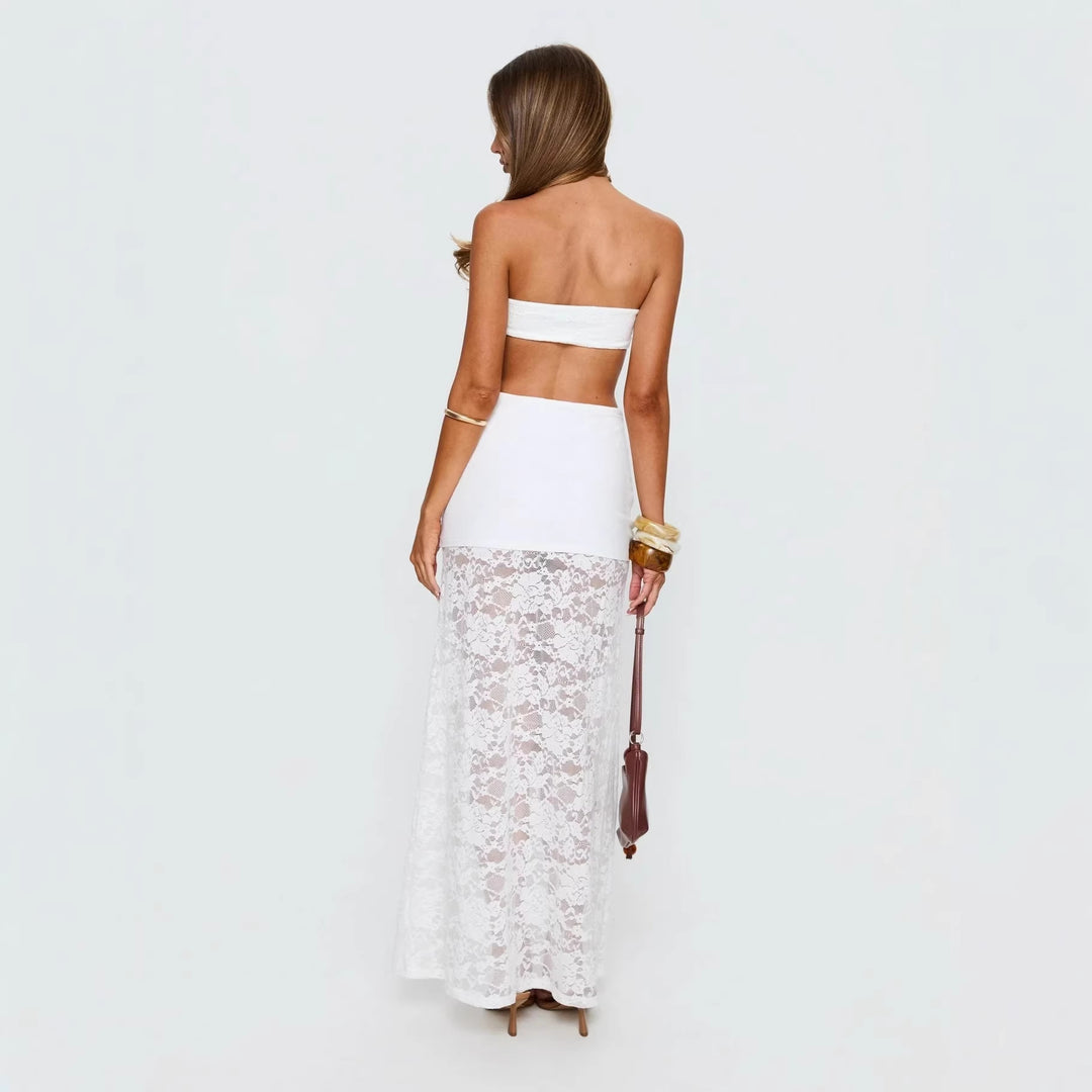 Damen Strandkleid mit raffinierten Spitzen-Detail und verstellbarem Bindedetail Echo Archiv