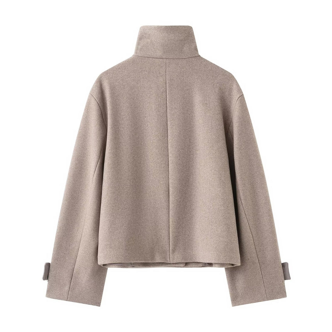 Damen Cropped Wollmix-Kurzjacke mit hohem Stehkragen, asymmetrischer Knopfleiste und Krempelmanschetten Echoarchiv