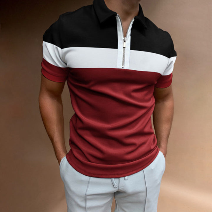 Herren Stilvolles Kurzarm Zip Polo Shirt Echoarchiv