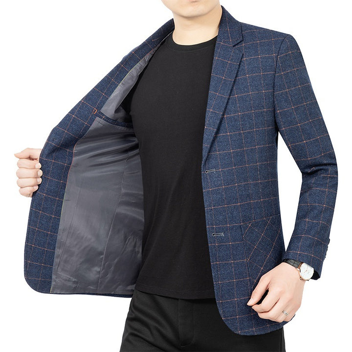 Herren Kariertes Slim-Fit Sakko aus Wollmischung – Tianoro