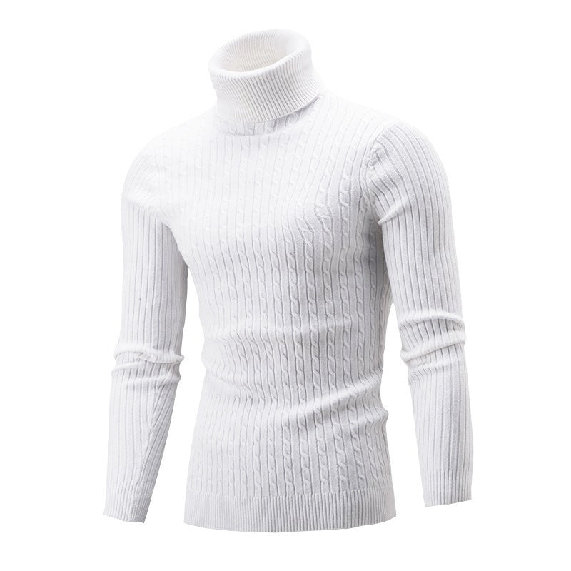 Herren Eleganter Strickpullover mit Stehkragen und feinem Zopfmuster Echoarchiv