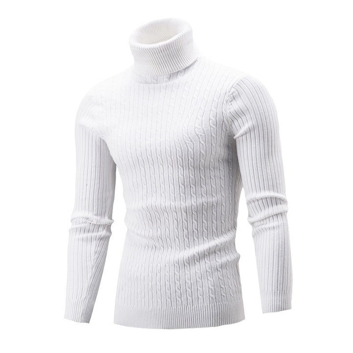 Herren Eleganter Strickpullover mit Stehkragen und feinem Zopfmuster Echoarchiv