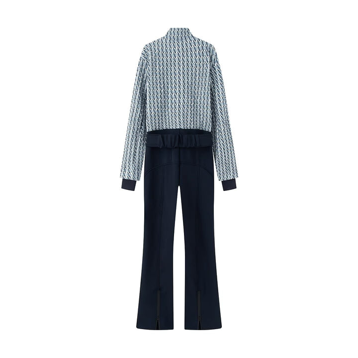 Damen Zweiteiliges Ensemble aus strukturierter Kurzjacke und hochgeschnittener Schlaghose Echo Archiv