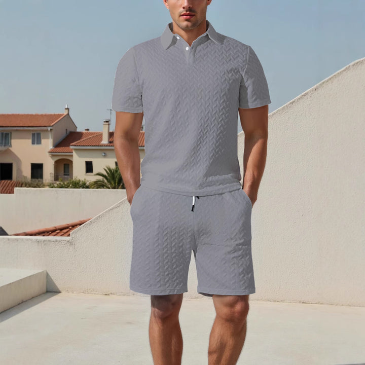 Herren Polo-Shirt und Shorts Set mit atmungsaktivem Design und elastischem Bund Echoarchiv