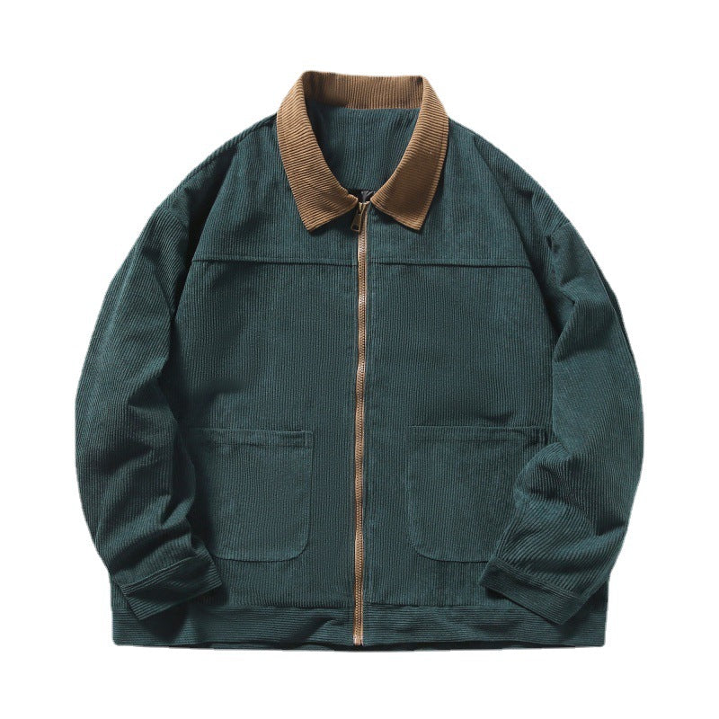 Herren nan gefütterte Cordjacke mit Kontrastkragen und Frontreißverschluss Echo Archiv