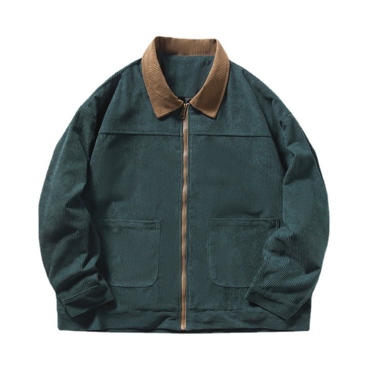 Herren nan gefütterte Cordjacke mit Kontrastkragen und Frontreißverschluss Echo Archiv