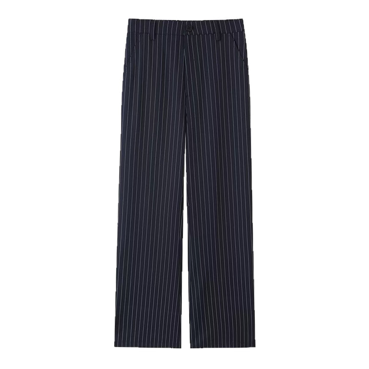 Damen Highwaist-Hose mit weitem Bein und Nadelstreifen Echoarchiv