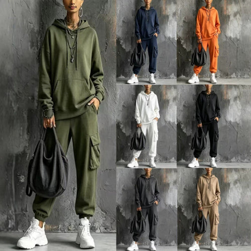Damen Oversize Hoodie- und Cargo-Jogger-Set aus French Terry – Auréline