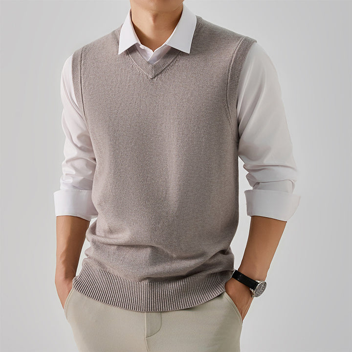 Herren eleganter V-Ausschnitt Pulloverweste Echoarchiv