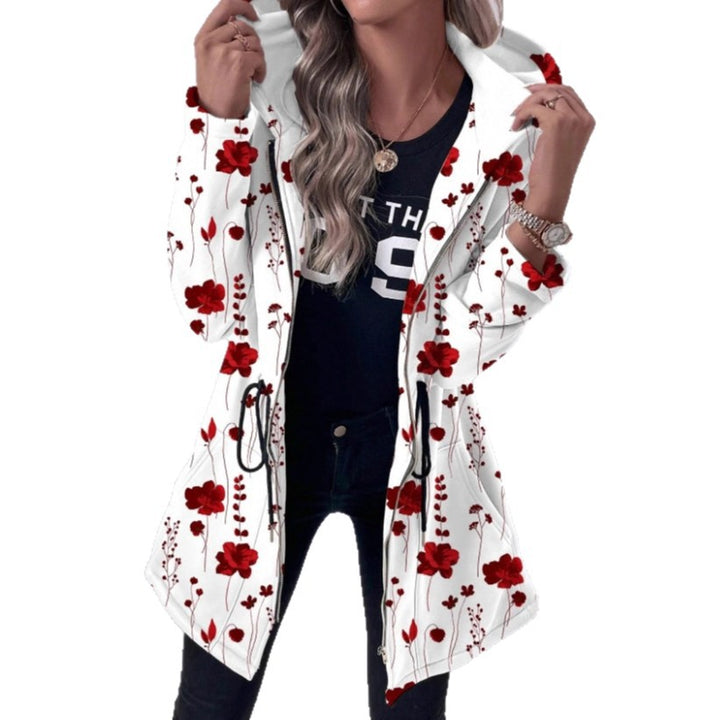 Damen Blumenprint Kapuzenparka mit wattierter Innenfütterung Echo Archiv