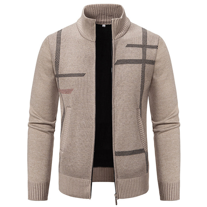 Herren Strickjacke mit modernem Zipper und hohem Kragen Echoarchiv