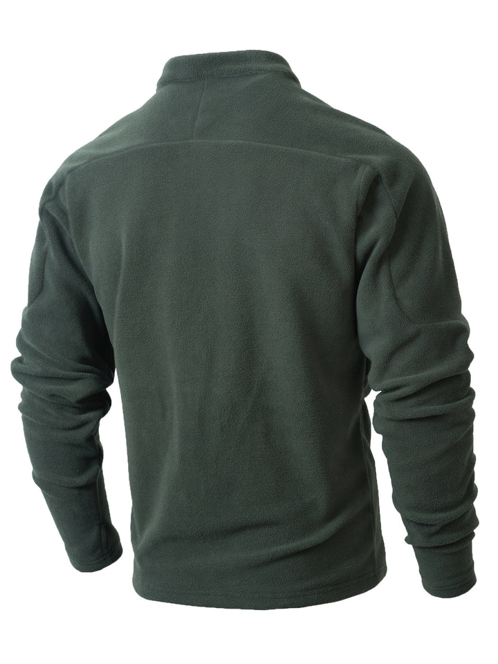 Herren Fleece-Pullover mit modischem Stehkragen und praktischen Knopfdetails Echoarchiv