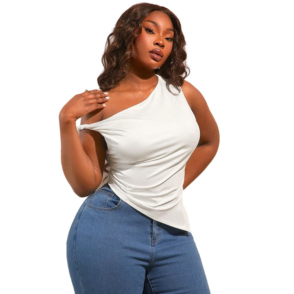 Damen asymmetrisches Oberteil mit schulterfreiem Design und Raffung Echo Archiv