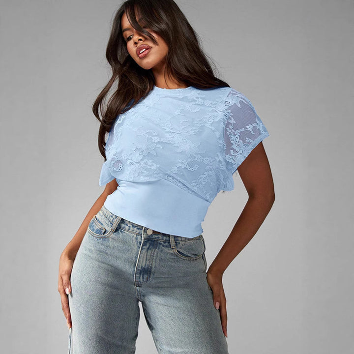 Damen Elegant strukturiertes Oberteil mit Spitzendetails Echo Archiv