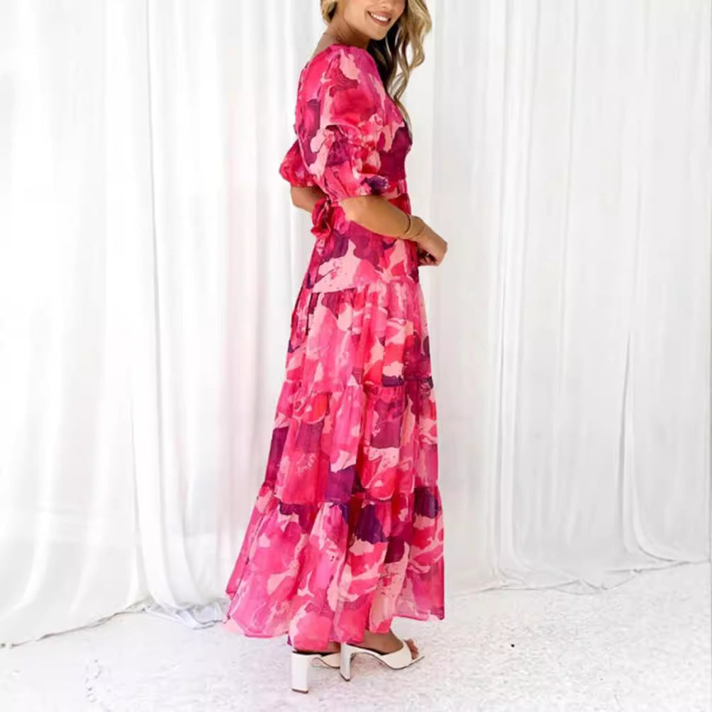 Damen nan mehrlagiges Maxikleid im Volant‑Stufenlook mit V‑Ausschnitt und geraffter Empire‑Taille Echo Archiv