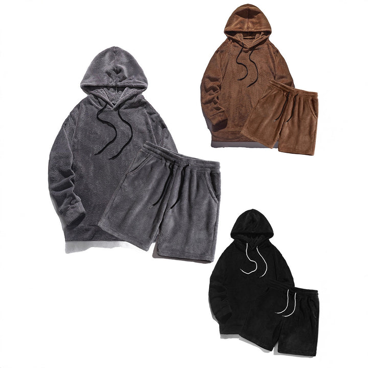 Herren Kuscheliges Hoodie-Shorts-Set Echoarchiv