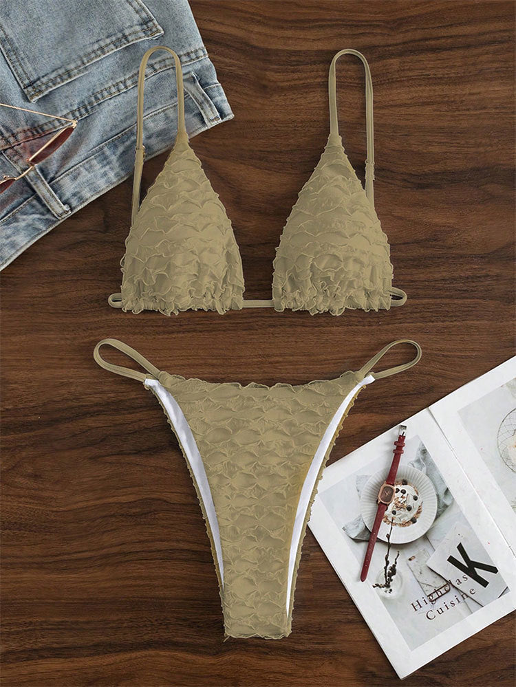 Damen Triangel-Bikini mit Rüschendesign und verstellbaren Trägern Echo Archiv