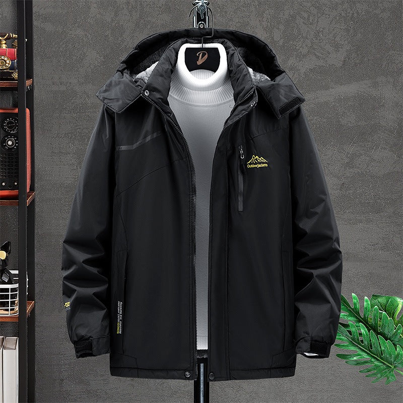 Herren Wasserabweisende Funktions-Übergangsjacke mit Kapuze, Brustreißverschluss & Thermofutter Echoarchiv