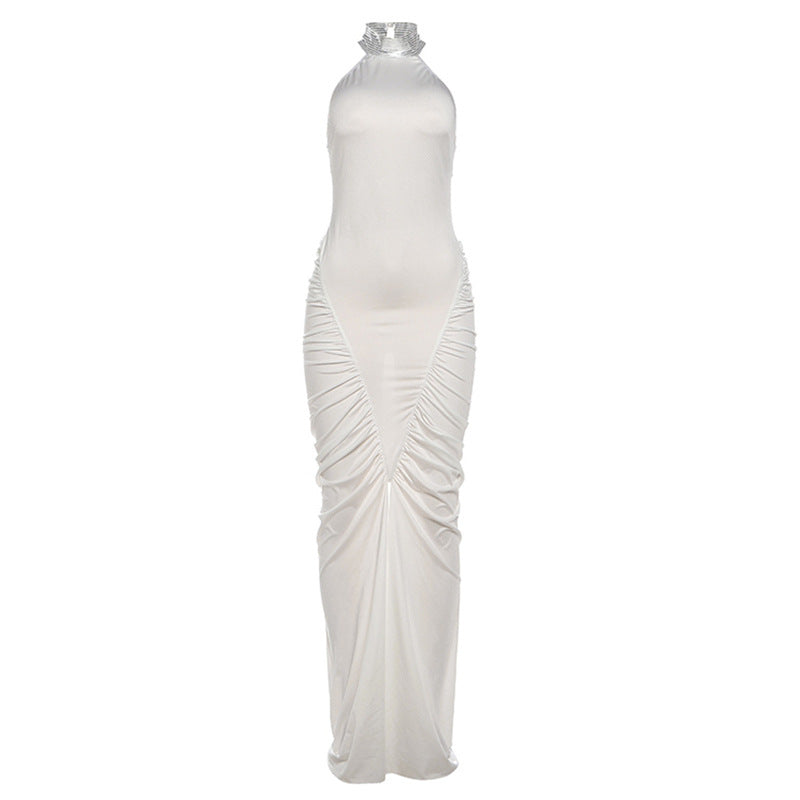 Damen Elegantes Maxikleid mit hochgeschlossenem Kragen und auffälligen Raffungselementen Echo Archiv