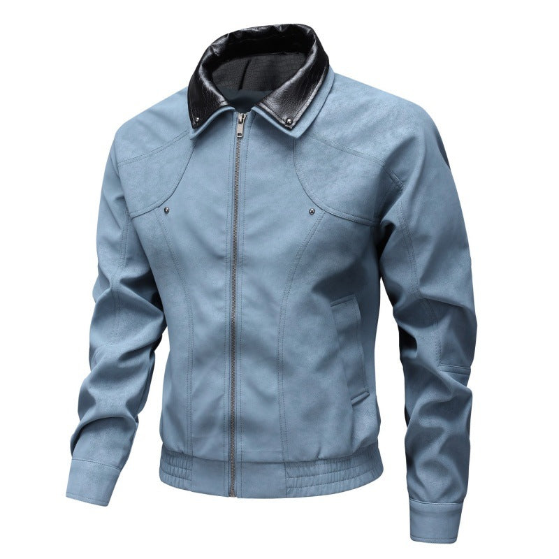 Herren Vintage-inspirierte Kunstleder-Blousonjacke mit kontrastkragen Echo Archiv