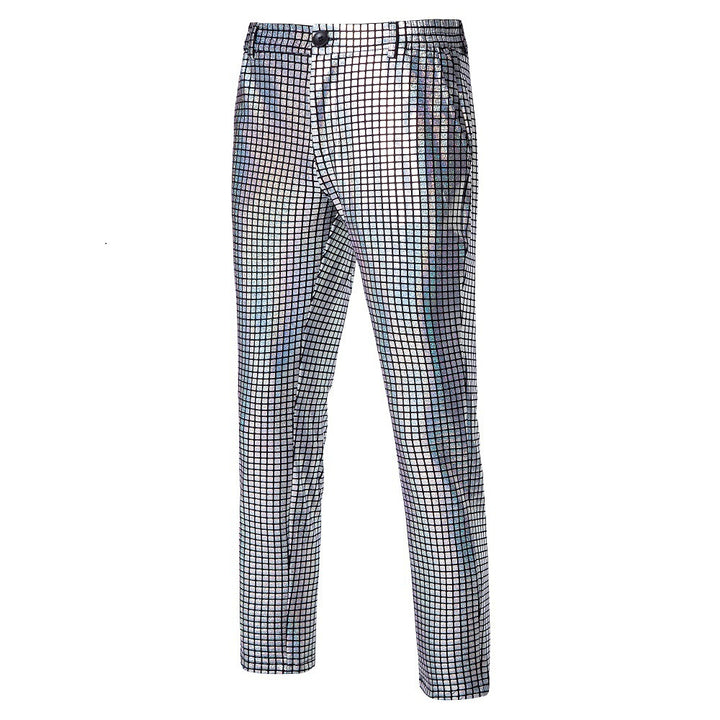 Herren nan Slim-Fit Anzughose mit glänzender Paillettenoptik und feinem Karomuster Echo Archiv