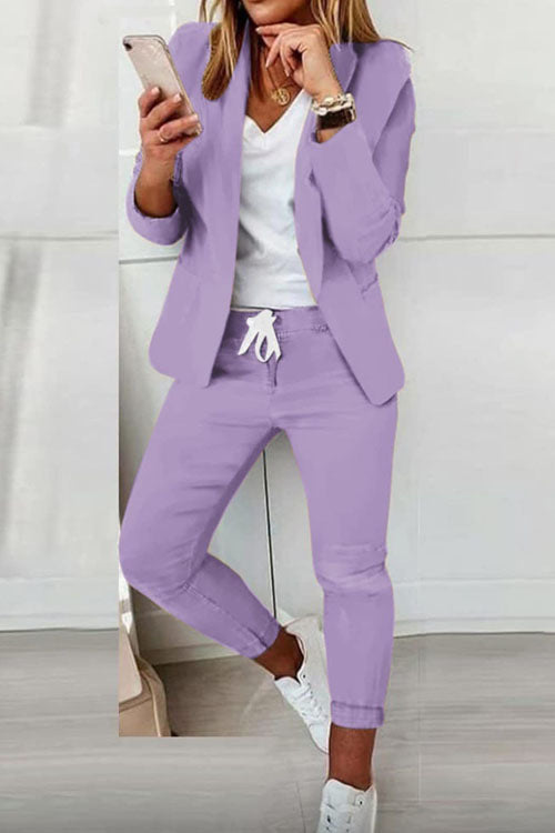 Damen nan zweiteiliges Blazer-Jogger-Set mit tailliertem Blazer und elastischer Bundhose Echo Archiv