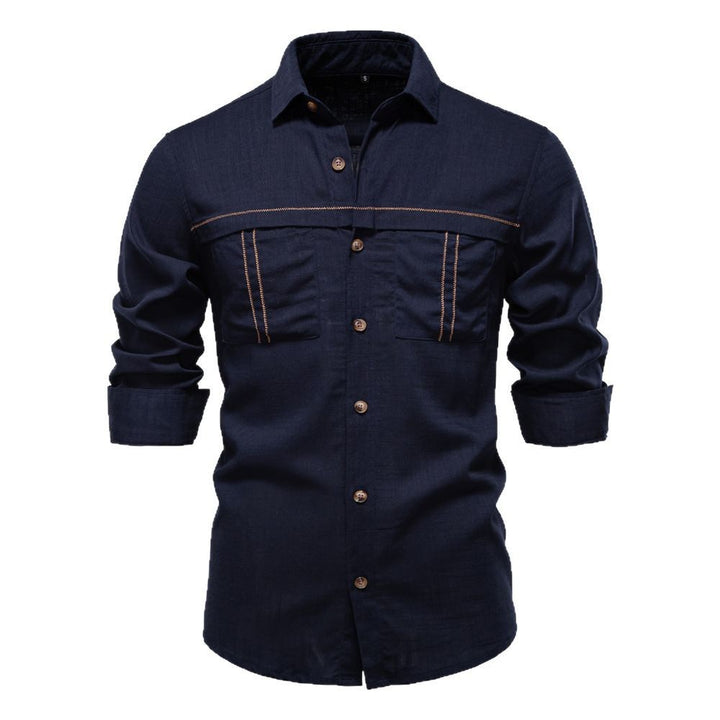 Herren nan Workshirt aus Denimoptik mit doppelten Brusttaschen und Kontrastnähten Echo Archiv