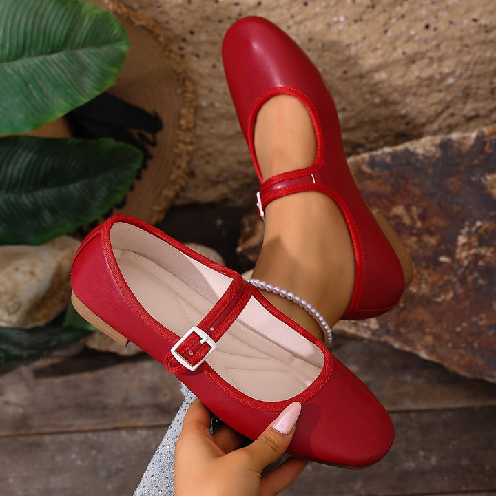 Damen Klassische Mary‑Jane Ballerinas mit verstellbarem Riemen und niedrigem Blockabsatz – Lioré