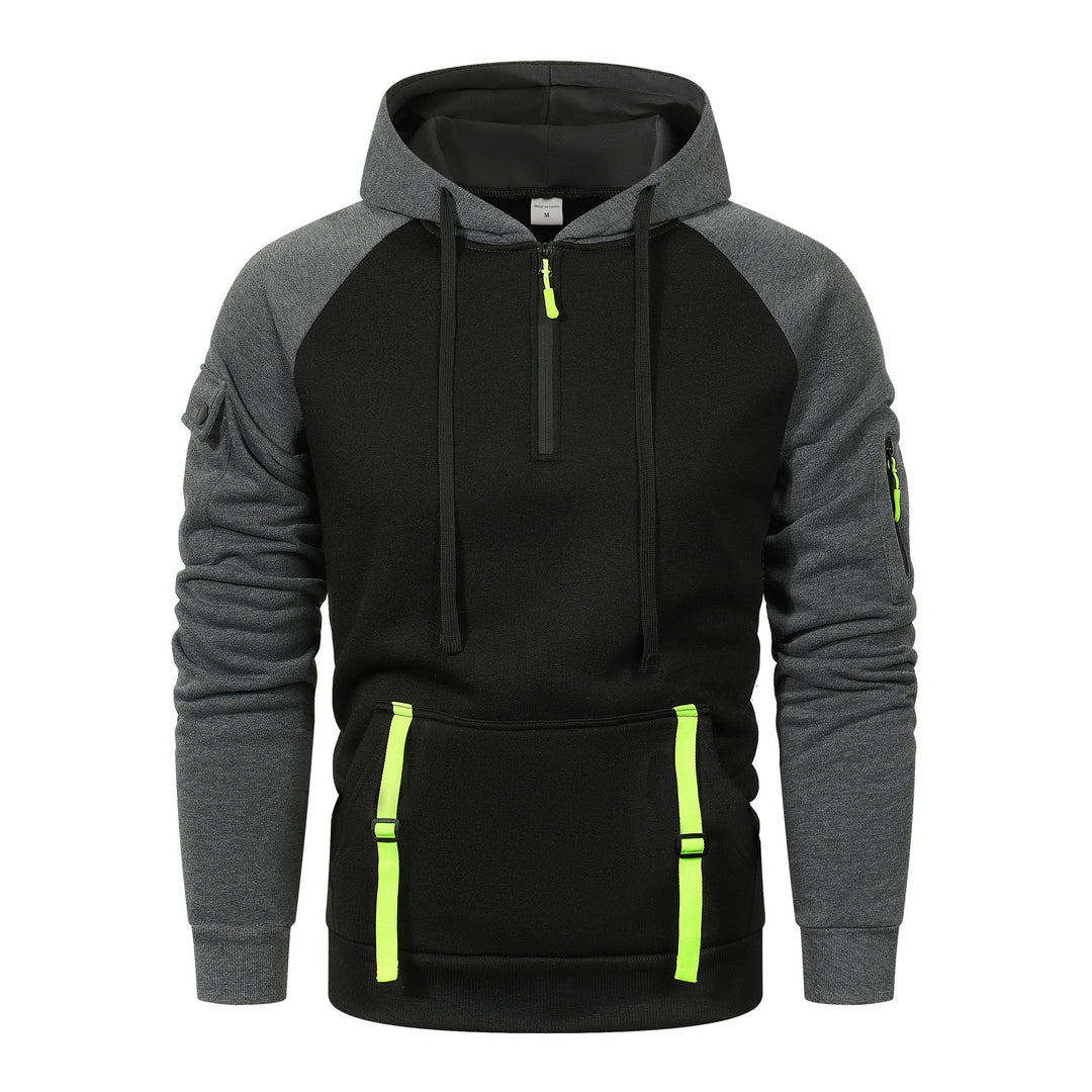 Herren Sportlicher Kapuzenpullover mit halbem Reißverschluss und praktischen Taschen Echoarchiv