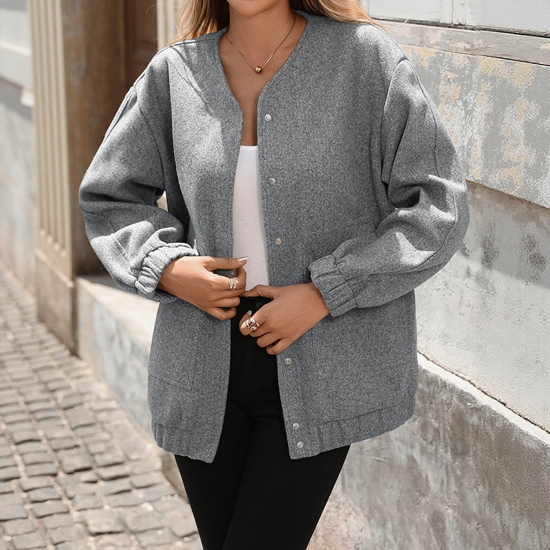 Damen Oversized Wolljacke mit Knopfdetails Echo Archiv