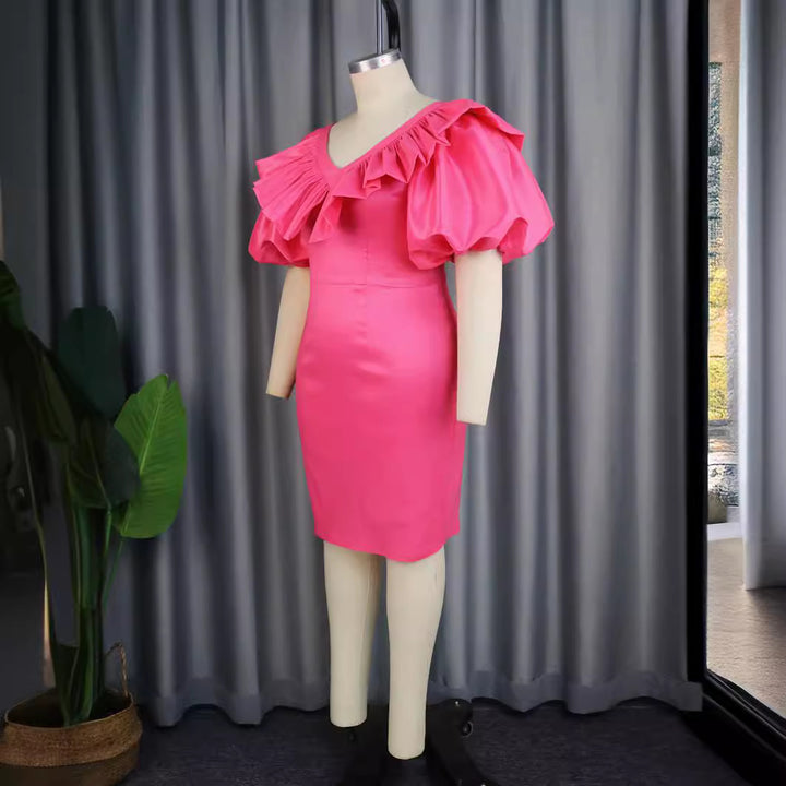 Damen figurbetontes Kleid mit voluminösen Rüschenärmeln Echo Archiv 1778622988